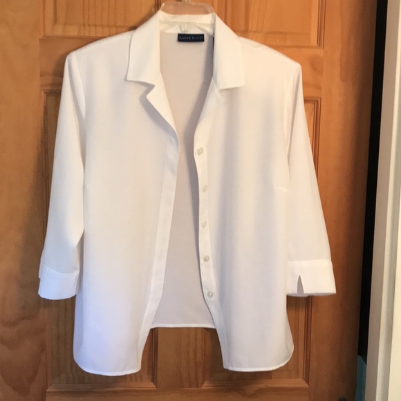 White 3/4 Sleeve Classic Blouse - Picture 1 of 8